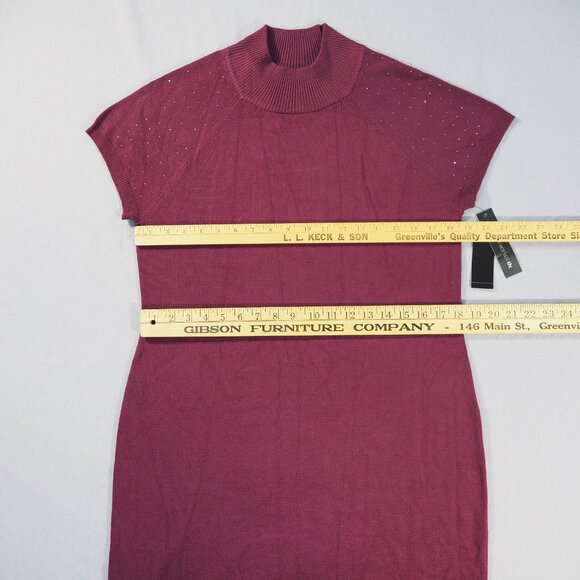 AB Studio Sweater Dress Womens Large Burgundy Studded Rhinestone Coquette Classy - Picture 4 of 9